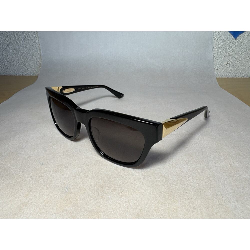 Loree Rodkin Blake Oversized Square Designer Sunglasses Black Gold Acetate 24k